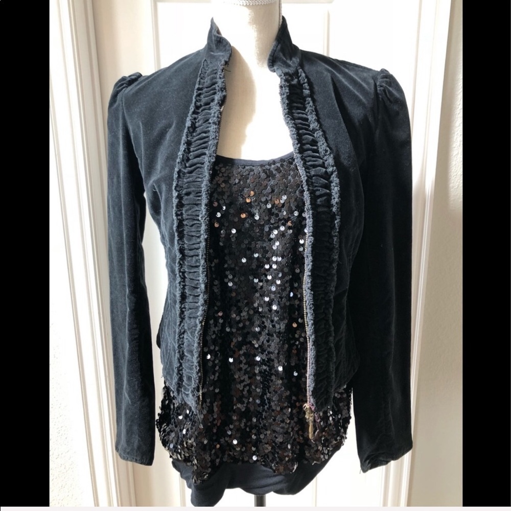 Express Black Velvet Jacket with Sequin Detail